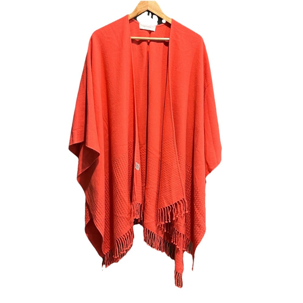Mersea Red Arcylic Women's Fringe Shawl Poncho Sweater Size‎ OS